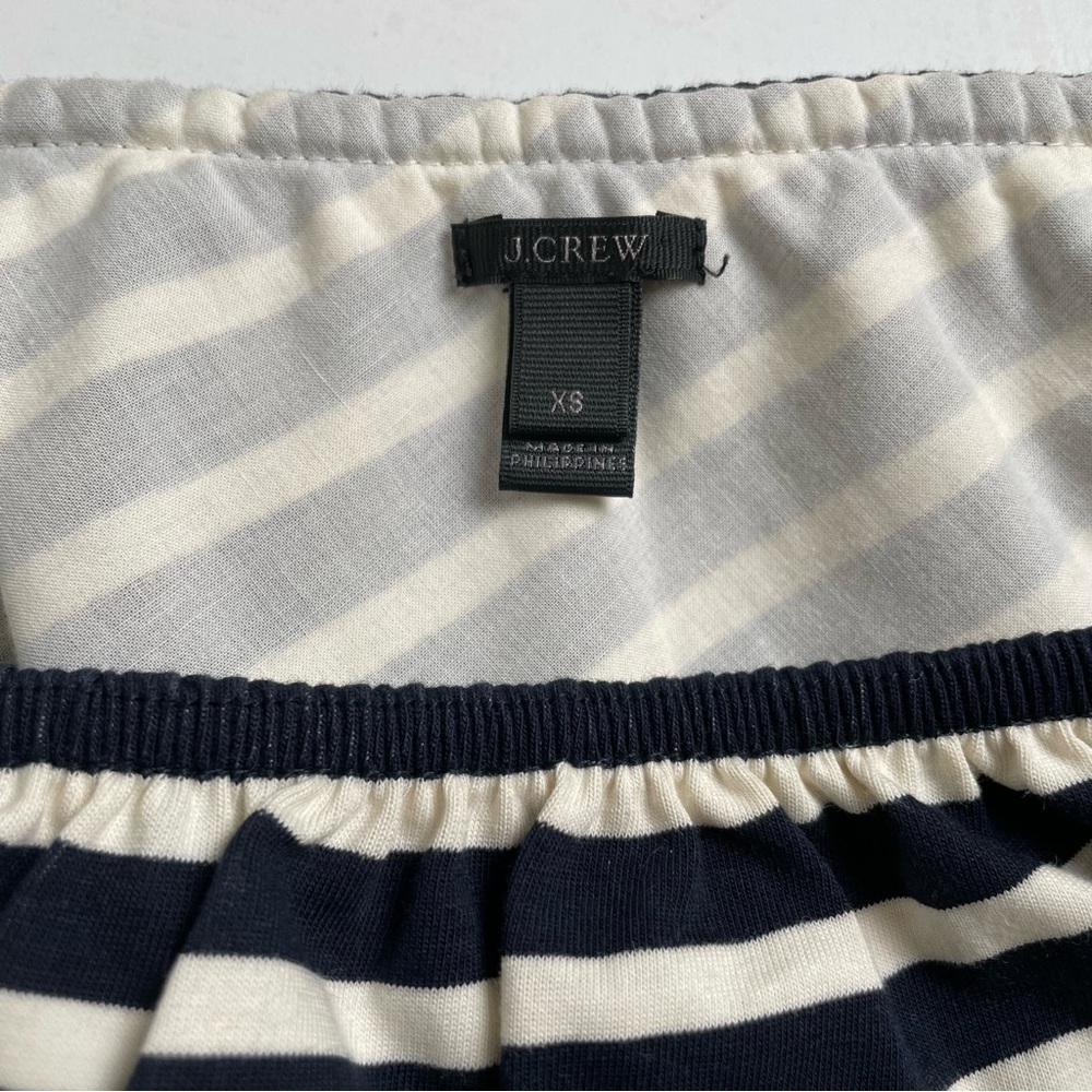 J. CREW Nautical Stripe One Shoulder Bold Ruffle Navy White Cotton Top Blouse XS - Picture 6 of 8